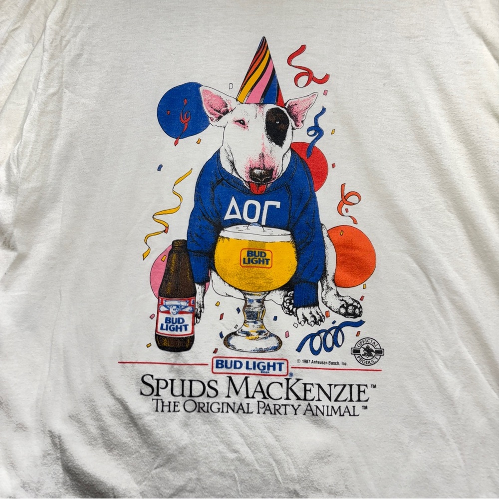 Vintage Bud Light Shirt Mens XXL White Spuds‎ Mackenzie Party Beer - Picture 2 of 12